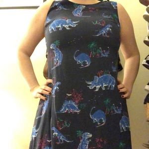 ModCloth dinosaur print lace up dress with pockets
